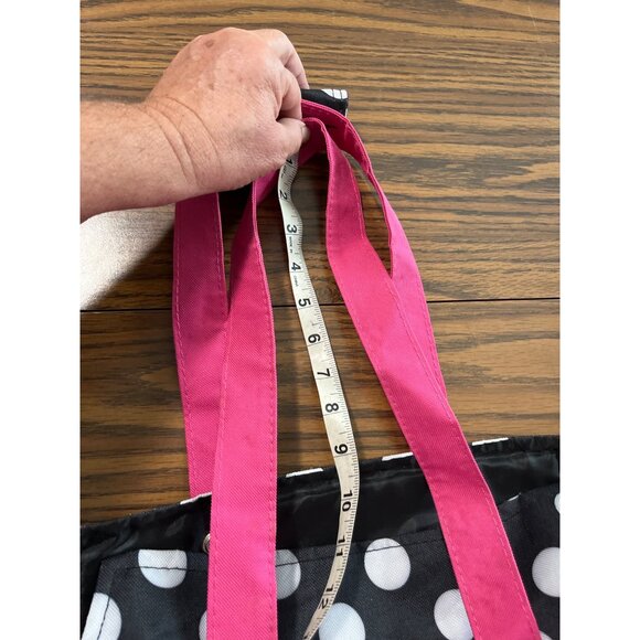 Blue white polka dotted bag with pink handles - Picture 13 of 13